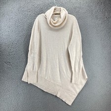 Asymmetrical Cowl Neck Sweater Womens L Ivory Cotton Blend Lightweight