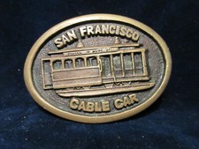 Vintage 1978 SAN FRANCISCO CABLE CAR Solid Brass Belt Buckle