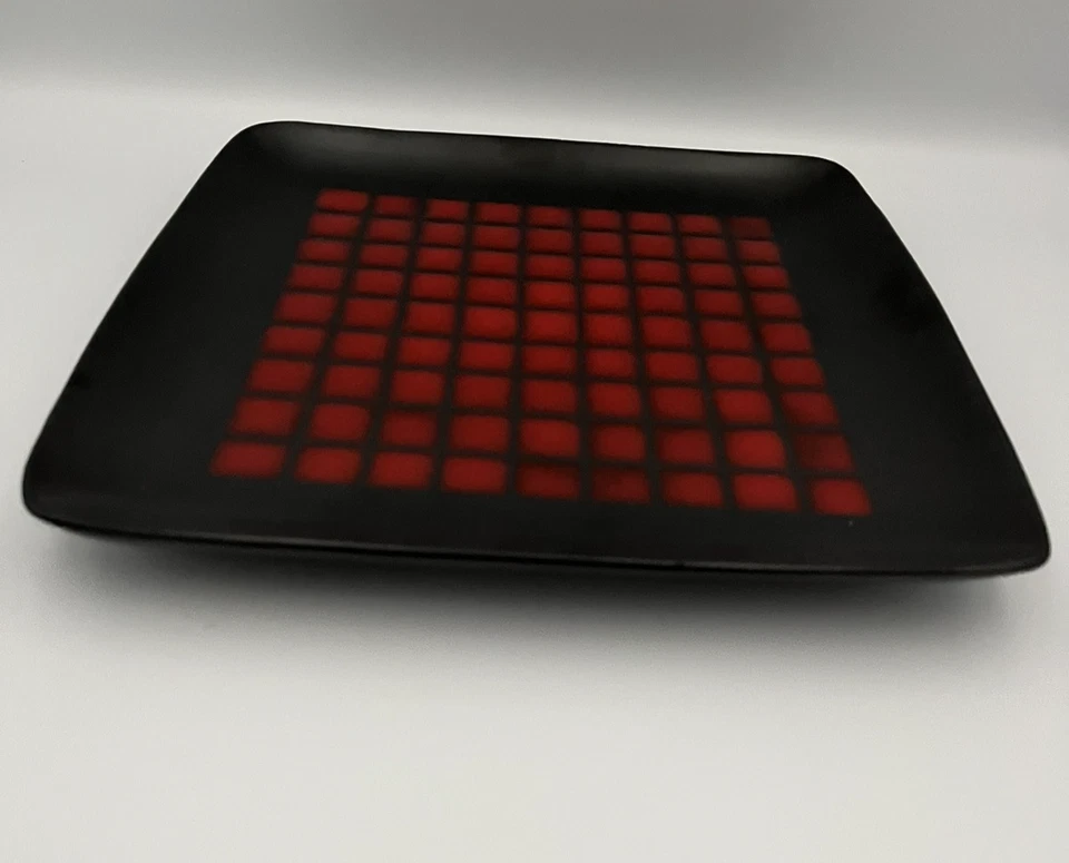 Stoneware Dinner Plates Home Target Tamarask Red Blocks Black Coupe Square 10.5" - Image 3 of 4