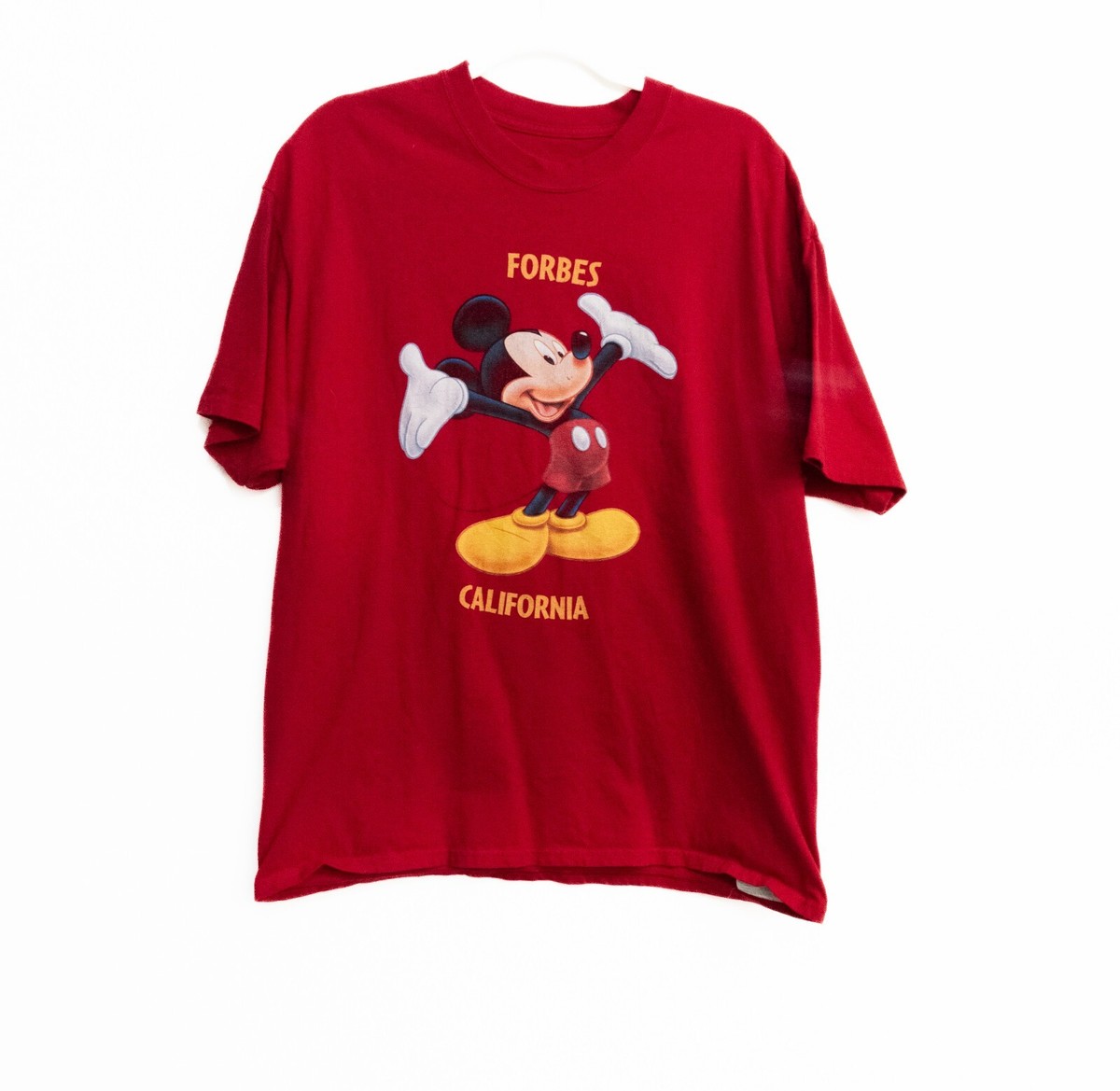 Disney Mickey Mouse California Tシャツ Disneyland Mens Red Cotton T-Shirt Forbes California Mickey Mouse