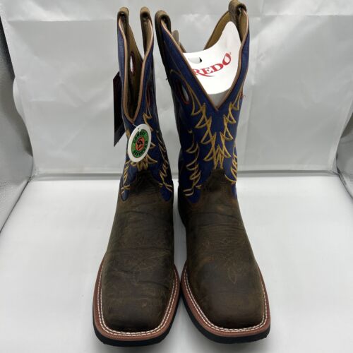 Laredo Western Boot Men’s Size 9.5 D Blue Leather Square Square Toe Cowboy - Picture 3 of 18