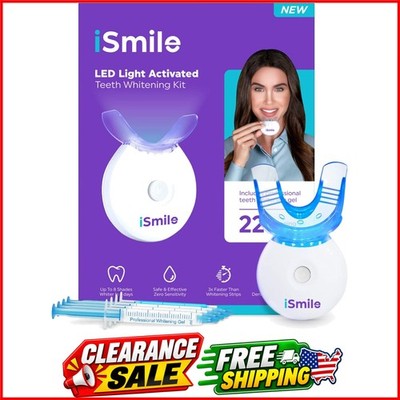 iSmile Teeth Whitening Kit - LED Light, 35% Carbamide Peroxide, 3 3ml Gel Syr...