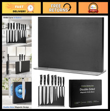 Extra Large Double-Sided Magnetic Knife Block - 14in Black Stainless Steel Holde