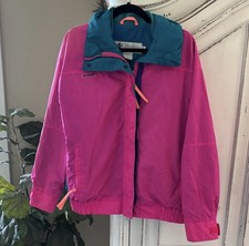Columbia Womens Jacket Vintage Pink Neon Colorblock Radial Sleeve Size Large