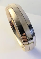 Vth 10K Gold Shell Filled Geometric 15mm Wide Hinged Bangle Bracelet 29.5gr