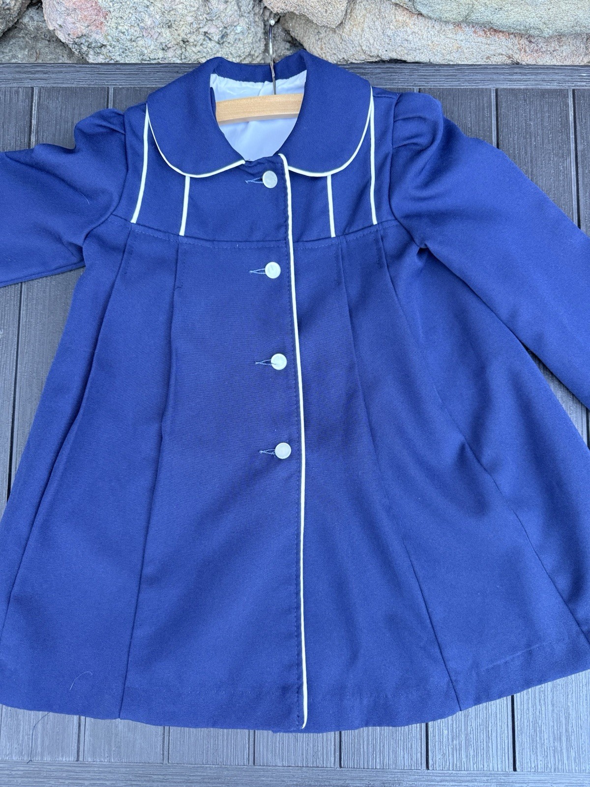 Vintage 1960s Sears Little Girl’s Dress Coat– Size 5 – Made in USA – Navy Blue