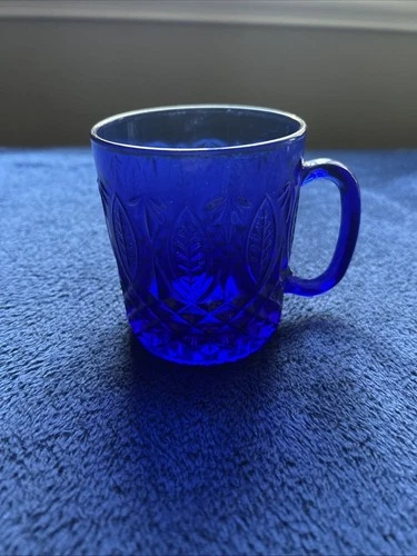 Vintage Royal Sapphire Cobalt Blue Glass Mug Made In France