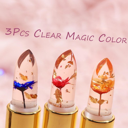 3Pcs Clear Color Jelly Lipstick,Crystal Jelly Flower Color Changing Lipstick ... - Picture 6 of 9