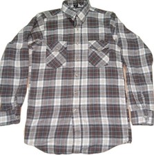 Vtg Woolrich Shirt Mens S Blue Green Plaid Flannel Wool Made In USA 70s 60s