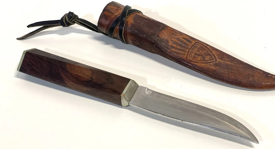 Cuchillo Helle Bard vintage con funda de cuero Noruega Foto 3 de 4