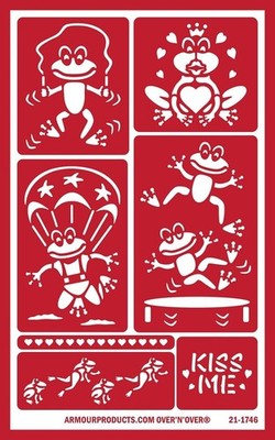 Armour Reusable Over n Over Glass Etching Stencil - Fun Frogs
