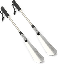 Shoe Horn Long Handle for Seniors, Set of 2, Extendable 16" to 31" Metal Shoeh