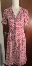 Cath Kidston Tea Dress Womens UK 8 Pink Floral Rose Summer Garden Party 