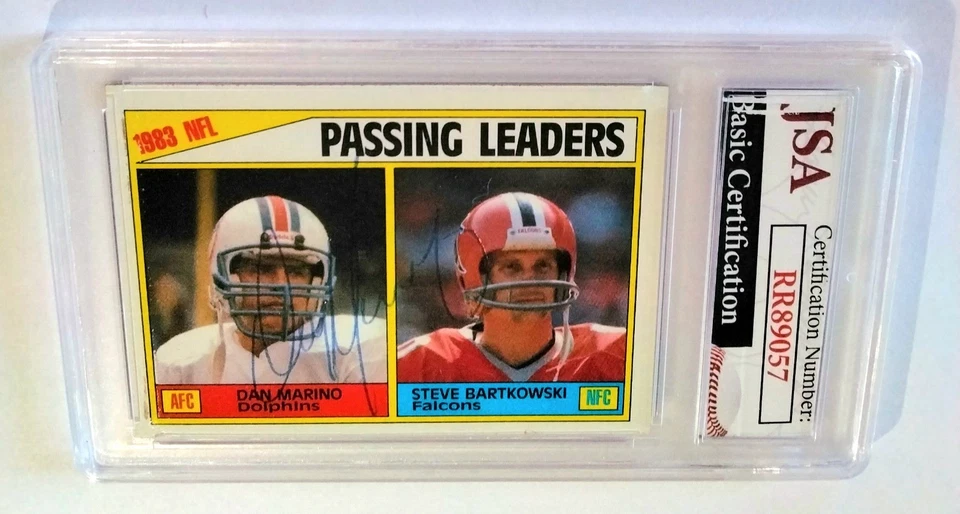 DAN MARINO * HOF RC AUTO * JSA Certified * 1984 Topps NFL Passing Leaders #202 - Image 3 of 4