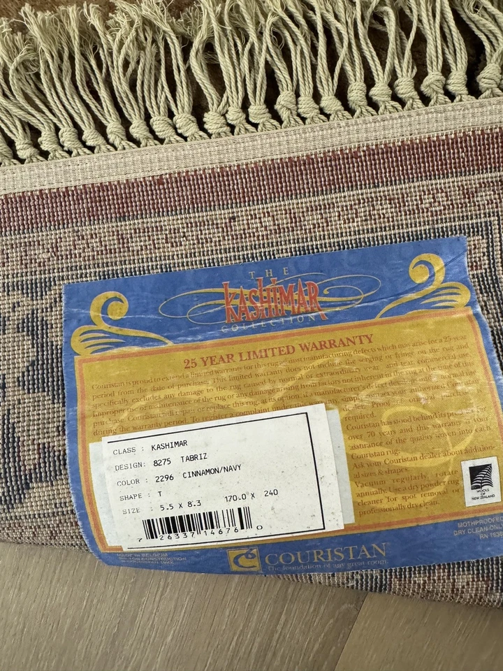 Couristan Kash1mar Coll. Alfombra Tabr1z-Cinnamon/Navy 5'5x8'3 100 % lana:NUEVA:: Foto 2 de 4