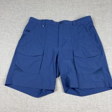 Columbia Shorts Mens Large Blue Fishing Quick Dry 9 Inseam Cargo Pockets Nylon