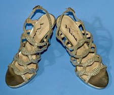 Touch Of Nina Silver Slingback Strappy Open Toes Ankle Strap Heels Women's 6M