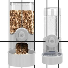 Hanging Cage Automatic Small Pet Food Bowl Water Bottle Dispenser, Detachable...