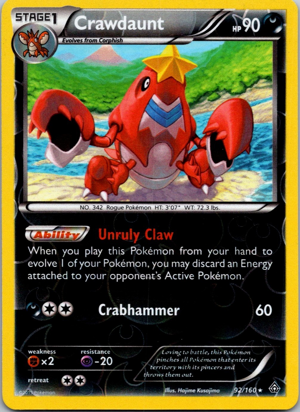 Crawdaunt 92/160 Pokemon - Reverse Holo XY Primal Clash LP