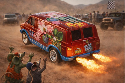 NEW Rat Fink '73 Dodge Cherry Bomb Van Ed Roth Auto World Limited