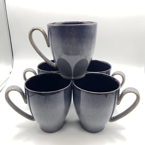 Denby Purple Mugs Made In England Stoneware - Set Of 5