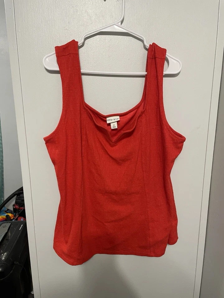 Camiseta sin mangas Ava & Viv talla 2X corsé rojo Foto 2 de 4