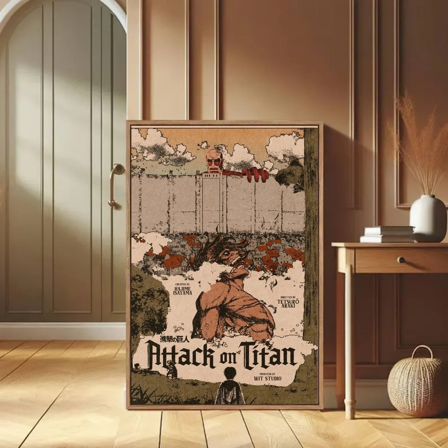 Póster artístico de anime manga Attack on Titan Colossal Titan