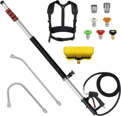 #ad 24FT Telescoping Pressure Washer Wand Kit Extension Pole Gutter Cleaner Brush amp; $104.10