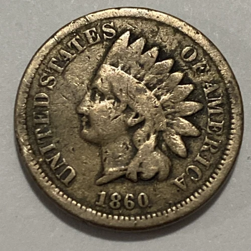 1860 Pointed Bust Indian Head Cent Exact Coin Imaged #IND89