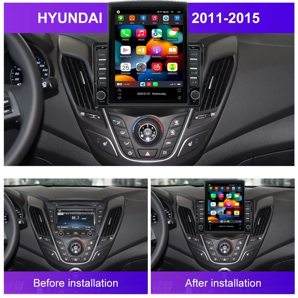 Radio estéreo para coche Hyundai Veloster 2011-2017 Android 14 Carplay GPS FM 9,7" Foto 2 de 4