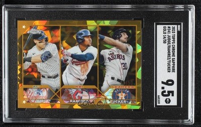 2023 Chrome Sapphire Gold 14/50 Kyle Tucker Jose Ramirez #241 SGC 9.5 Mint+ 04cw