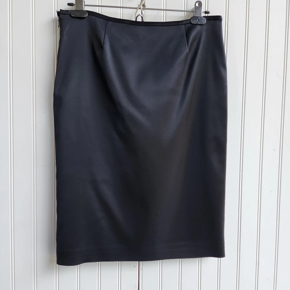 White House Black Market Women's  Satin Black Pencil Skirt Classic Acetate Sz 4 - Image 3 of 4
