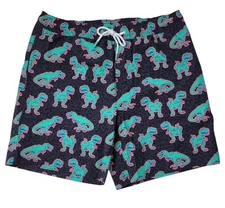 Member's Mark Men's Resort Built-In Liner Swim Trunk Black Dianosaur Large 