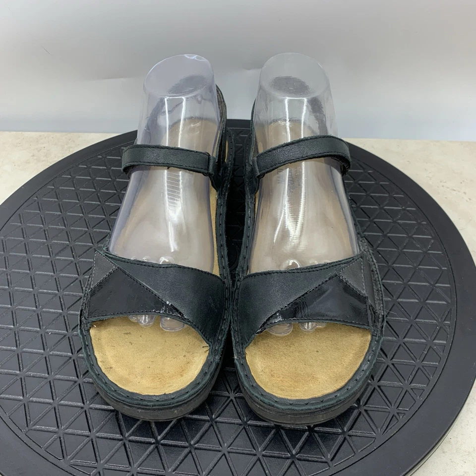 Sandalias Naot Mujer 41 Talla 10 Zapatos Negro Cuero Chanclas Ajustables Foto 2 de 4