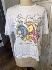 Vtg Womans Winnie the Pooh and Friends Disney Store Ivory T-Shirt S/M 100 Ctn