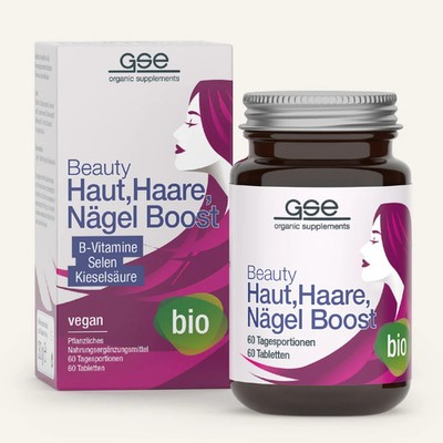 Beauty Haut, Haare, Nägel Boost, Bio, 60 Tabletten, Selen Kieselsäure, vegan GSE
