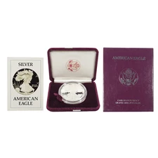 1986-S Proof $1 American Silver Eagle Box, OGP, & COA