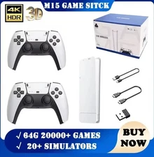 4K Wireless Retro Game Console Stick 20,000+ Classic Games  Dual Controllers