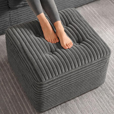 23.6In Pouf Ottoman, Corduroy Footstool Foot Rest Floor Seating Dual-Layer Sup