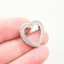 Antique Victorian Sterling Silver Heart Brooch Sweetheart 1896 Hallmarked