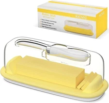 Butter Dish with Lid and Knife for Countertop and Refrigerator, Butter Stick Hol