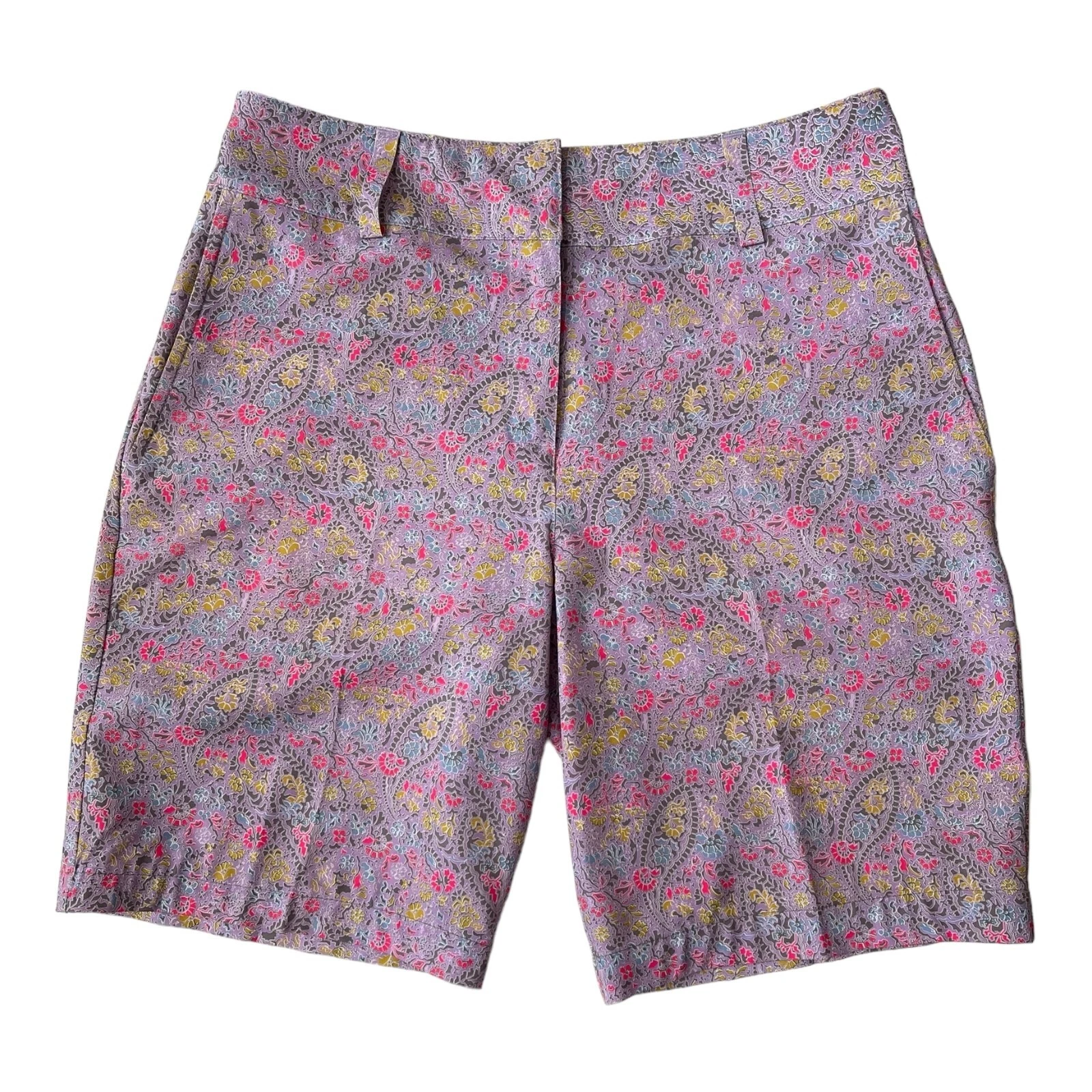 Pantaloncini bermuda Nike Golf Paisley motivo floreale rosa viola taglia 8