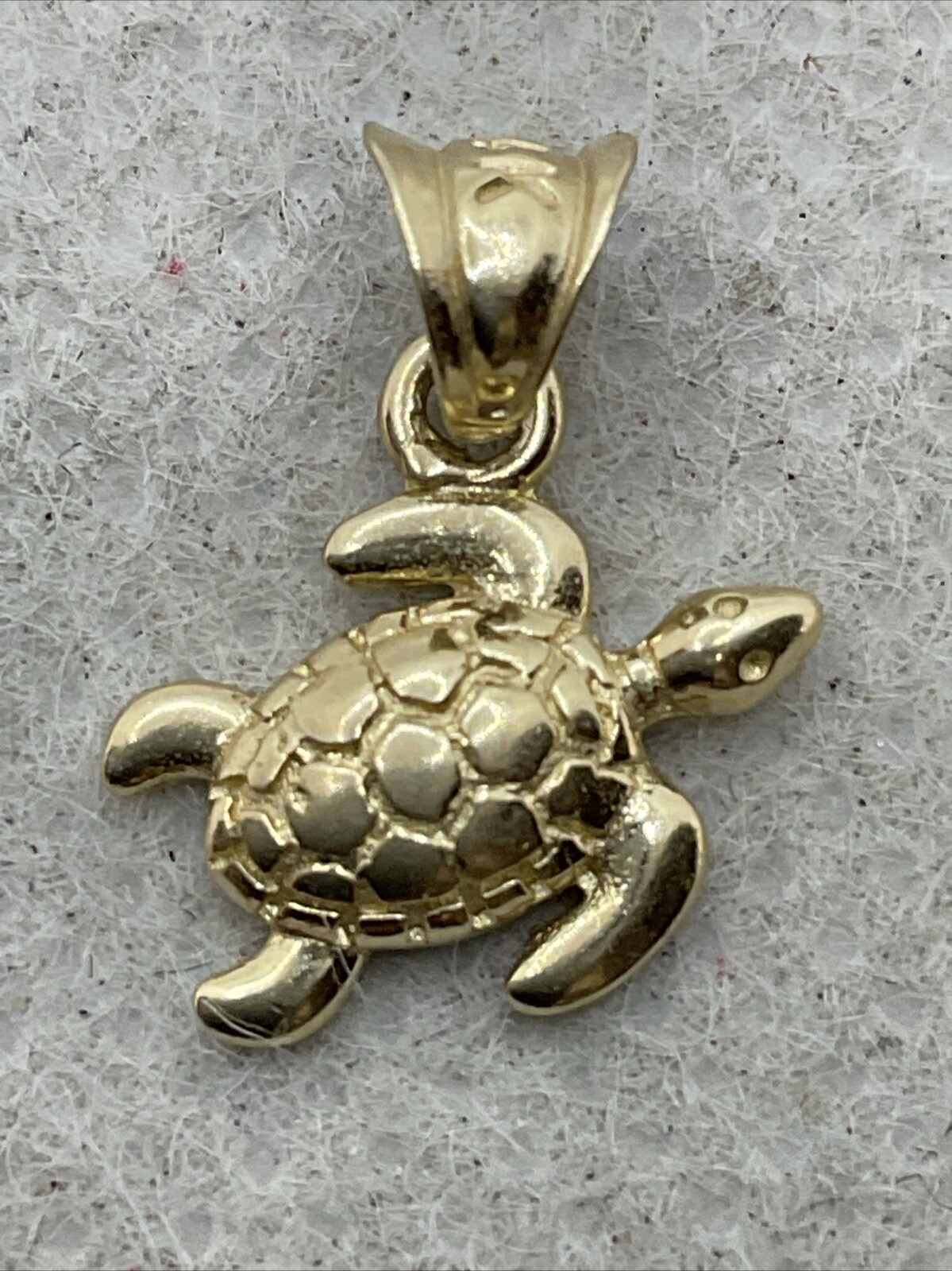 Solid 14K Yellow Gold Tiny TURTLE Charm Pendant (… - image 1