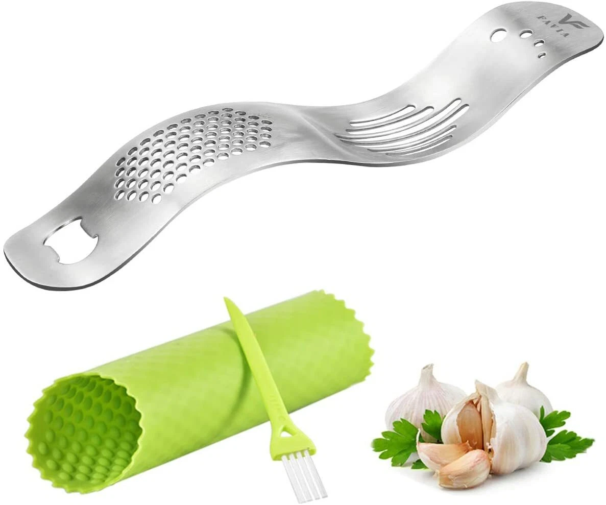 FAVIA - Stainless steel mincer with beer opener, silicone tube peeler and brush