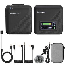2.4GHz Wireless Lavalier Microphone System Receiver Transmitter for Camera Phone