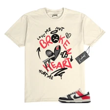 Dunk Bright Crimson Black Toe Pale Ivory Low T Shirt to Match BROKEN