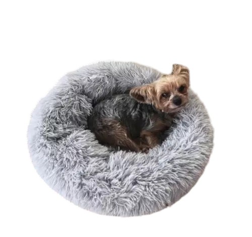 Donut Plush Pet Dog Cat 23" Bed Fluffy Soft Warm Calming Bed Kennel Nest - Picture 2 of 4