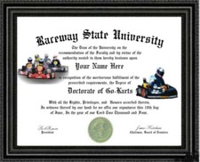 GO KART Lover's Doctorate Diploma / Degree Custom made and Designed for YOU