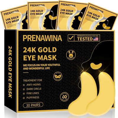 Under Eye Patches for Puffy Eyes Treatment 30 Pairs 24K Gold Under Eye Masks ...