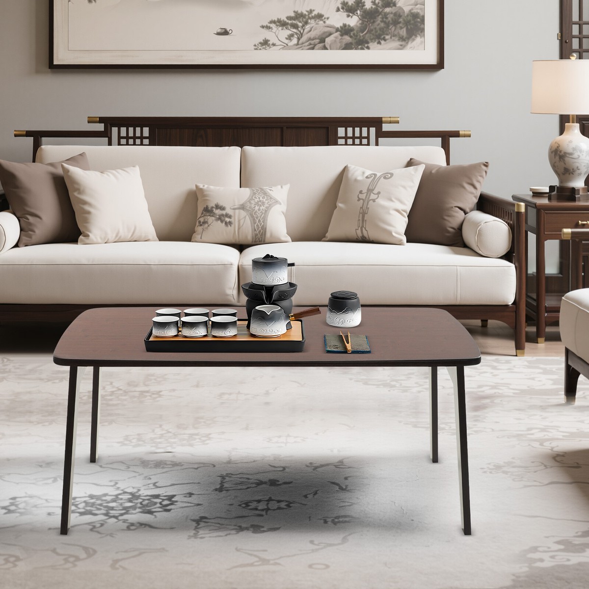 Folding Floor Table, Foldable Low Coffee Table, Portable Coffee Table for  Sittin